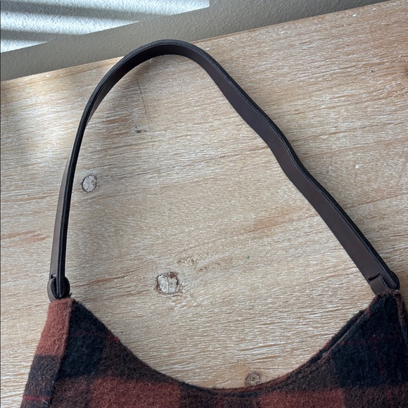 Vintage Plaid Wool Shoulder Bag - Brown and Black - Picture 9 of 16